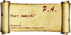 Purr Ambró névjegykártya